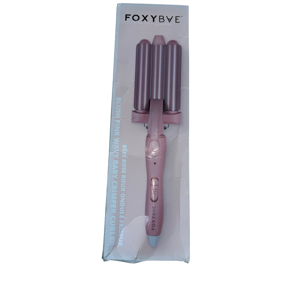 FoxyBae Pink Wavy Baby Triple Barrel Ceramic Tourmaline Hair Crimper Curler NIB